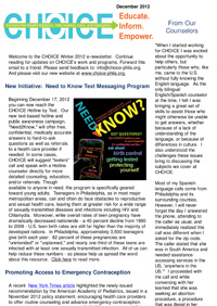 CHOICE Newsletter - December 2012